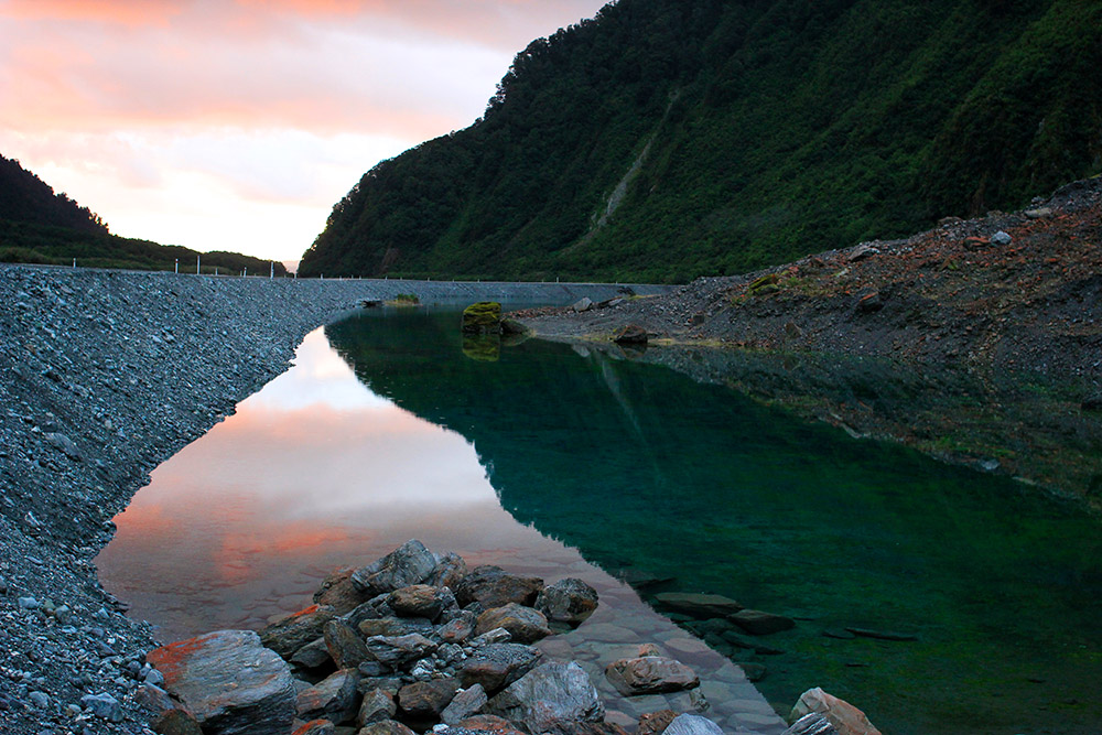 Grüne Algen im Kontrast zum Sonnenuntergang - Tolle Fotos von Neuseelands vielfältiger Landschaft und Flora und Fauna vom Fotografen und Grafikdesigner Markus Wülbern